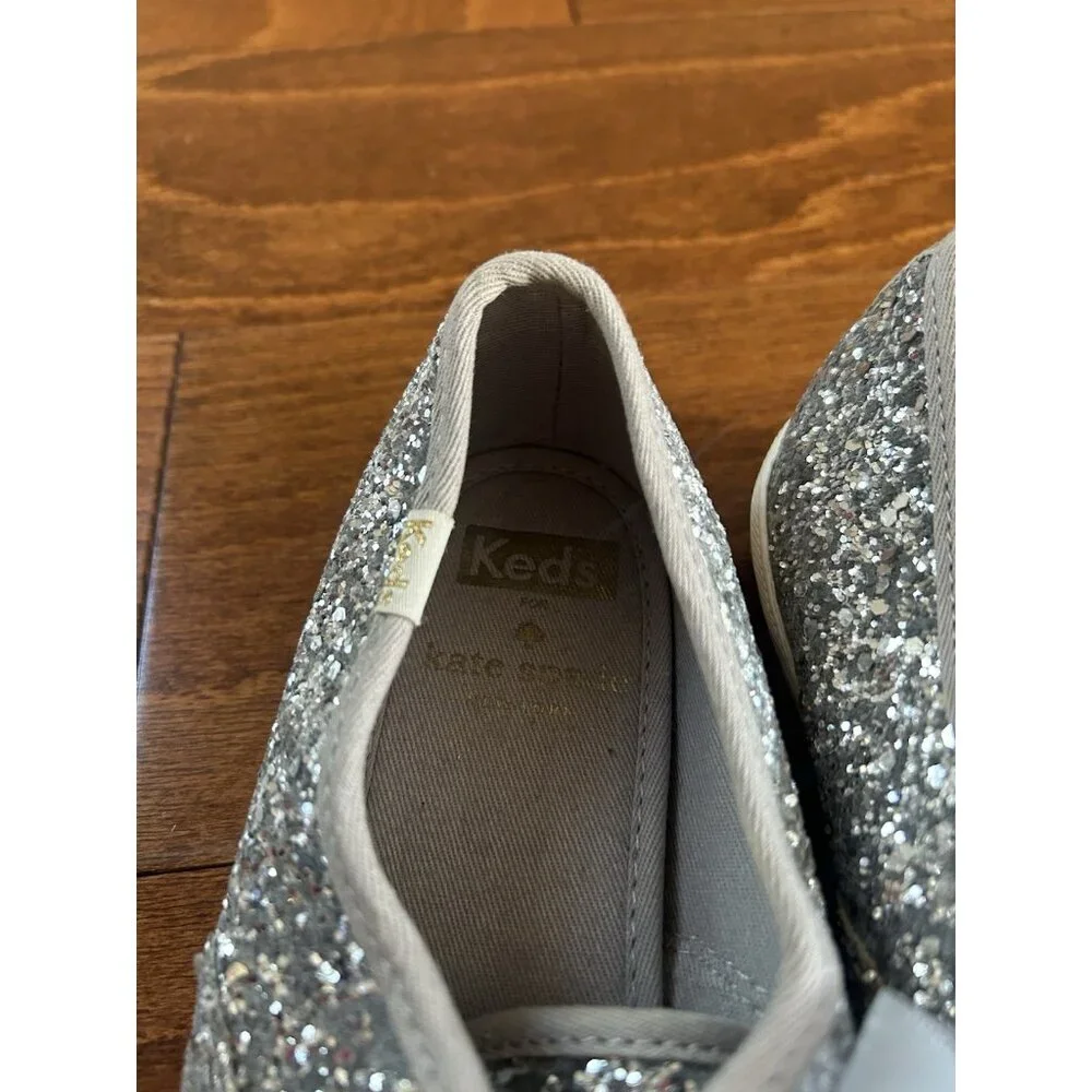 Keds x Kate Spade Sneakers‎ Women's Size 5 Glitter Bride Wedding Silver